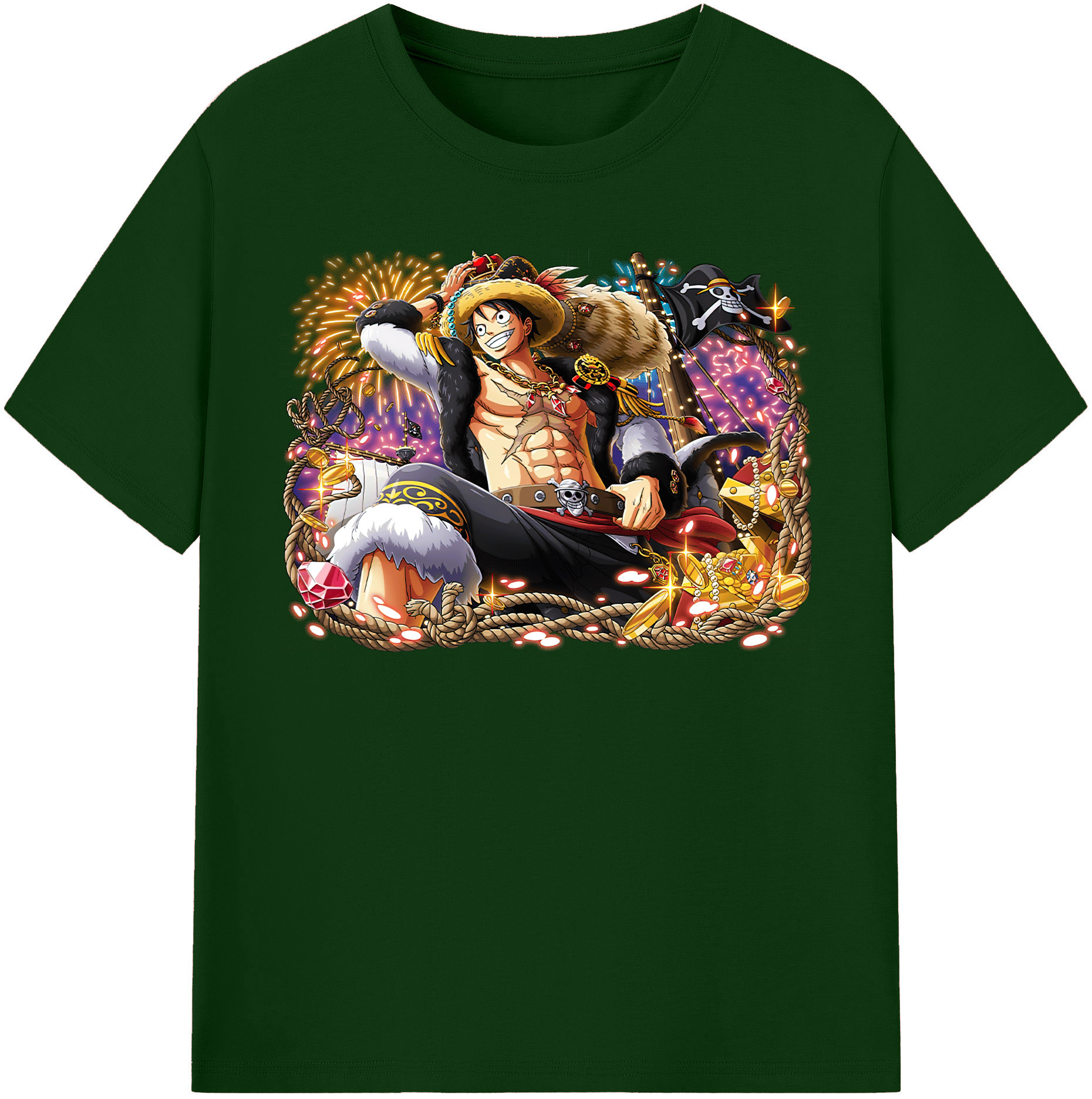 ワンピース モンキー・D・ルフィ ONE PIECE Monkey D. Luffy 綿100％半袖Tシャツ（フロントプリント）